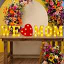 Honoson 6 Pcs Mothers Day Decorations We Love Mom Heart LED Lights up Sign Table Decoration for Mom Birthday Gifts Mothers Day Party Decoration