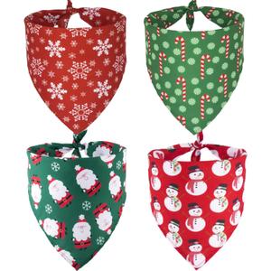 ADOGGYGO 4 Pack Dog Bandana Christmas Scarf Bibs Kerchief Set Pet Christmas Costume Xmas Holiday Bandanas for Large X-Large Dogs Pets (X-Large) (Red&Green)