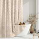 Beige Boho Shower Curtain 72 x 72 Modern Farmhouse Shower Curtain Bohemian Chic Tufted Chevron Textured Striped Minimalist Shower Curtains Woven Fabric Beige Shower Curtains (72"W x 72"L (Pack of 1))