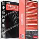 Orzly Case Compatible with Nintendo Switch 2  Protective Travel Carry Case with Screen Padding, Game Card & microSD Slots, Zipped & Open Pockets for Accessories  7.9" Gift Boxed (Red)