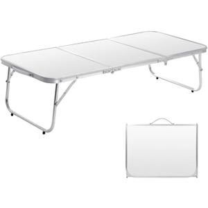 Moosinily Small Camping Table 35.2 inch Folding Picnic Table Foldable Low Camp Table Portable Short Aluminum Outdoor Floor Short Beach BBQ White 35.215.7 inch
