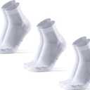 DANISH ENDURANCE Ultra-Comfort Quarter Running Socks, Performance Socks, Men & Women - 3 or 5 Pack (Medium, White)