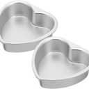 DECHOUS 2Pcs Heart Shaped Cake Pans 4 Inch, Aluminum Small Heart Cake Pans with Removable Bottom, 4 in Baking Cake Tin Cake Molds for Valentines Day Mother's Day Wedding Easter Party Birthday (10.7X10.3X3.4CM)