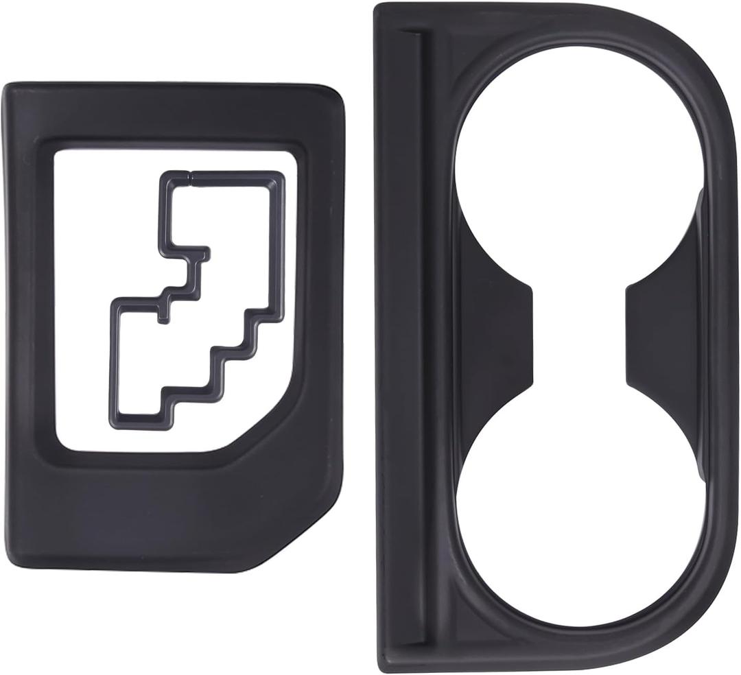 Aunginsy Cup Holder, Gear Shifter & Shift Gate Track Trim Rings Compatible with Toyota Tundra 2014-2021, 3PCS Center Console Gear Shift Box Panel Decoration Frame Kit Protection Cover ABS Accessories (Matte Black)