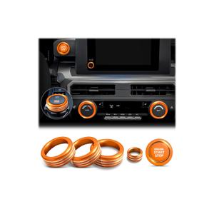 Polodunn for Toyota Tacoma 2024 2025 2026 & 4Runner 2025 2026 Accessories, 8-Inch Screen Aluminum Alloy Knob Cover Trim (Orange, 6-Piece Set) - Fits Push Start, AC, Volume & 4WD Gear Switch