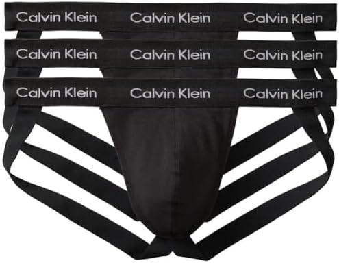 Calvin Klein Men's Cotton Stretch 3-Pack Jock Strap L Black