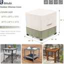 Bitubi Waterproof Patio Ottoman Cover, Heavy Duty Square Outdoor Side Table Furniture Covers Size 32L x 32W x 18H inch (Beige)