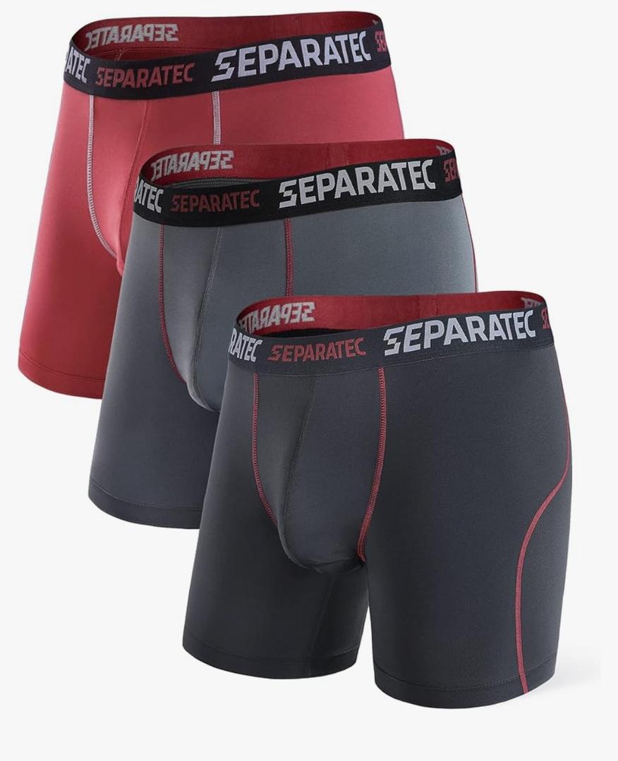 Separatec Mens Underwear with Pouch for balls Anti Chafing Underwear Men Athletic Sport Performance Long Boxer Briefs 3 Pack