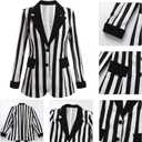 Women's Ruched Striped Blazer for Women Halloween Lightweight Slim Fit Suits with Padded Shoulder for Business Casual (S)