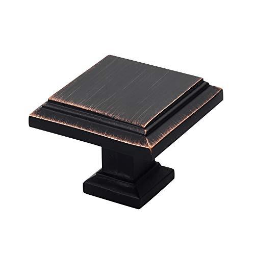 Alzassbg 10 Pack Oil Rubbed Bronze Cabinet Knobs, 1.3 Inch(32mm) Square Kitchen Cabinet Hardware Knobs for Cabinets and Drawer AL6071ORB