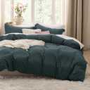 Bedsure Forest Green Duvet Cover Twin/Twin XL Size - 2 Pieces Prewashed Cotton-Like Polyester Extra Soft Bedding Set, Includes 1 Duvet Cover 68"x90" with Zipper Closure & 1 Pillow Sham, No Comforter