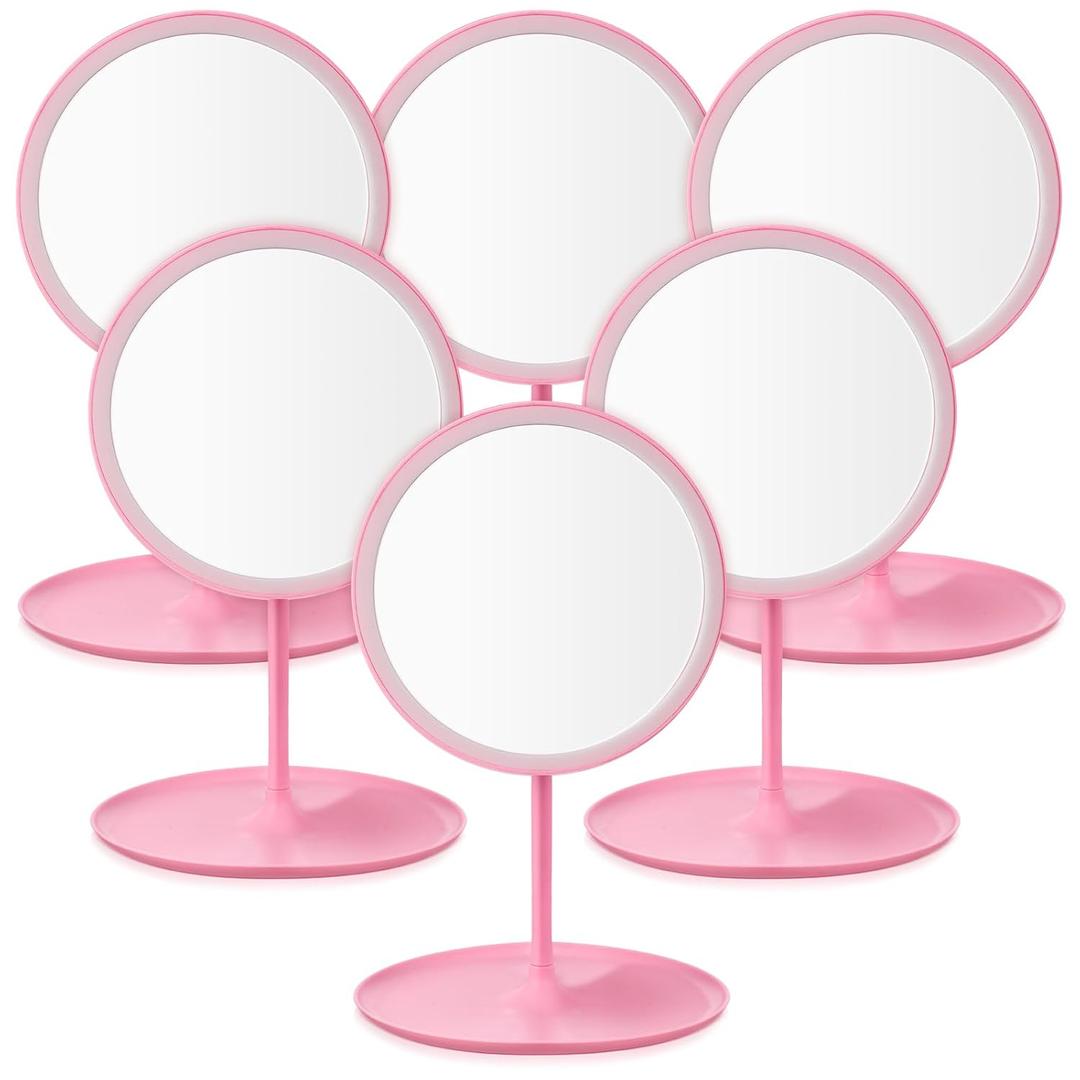 6 Pcs Spa Party Mirror Spa Party Supplies Sleepover Accessory Favors Makeup Mirror for Sleepover Slumber Birthday Favors Gift, (Pink)