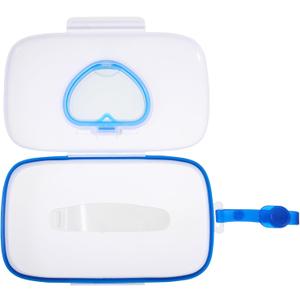 On- The- Go Wipes Dispenser Baby Wipe Holders Travel Stroller Box Refillable Container for Car Bathroom Living Room Pouch Blue Travel Tissue Dispenser Blue