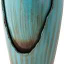 Alpine Corporation 33" Tall Outdoor Antique Jar Water Fountain, Vintage Cascading Design with LED Lights, Garden, Patio & Yard Decor, Turquoise