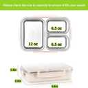 Stainless Steel Bento Box, 3 Compartments Leakproof Stainless Steel Snack Containers, 25 oz Premium 304 Metal Lunch Box for Adults, BPA-Free, Dishwasher Safe (Beige)