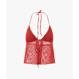 Dninmim Women's Y2k Tank Tops Lace Tie-Up Hanging Neck Casual Vests Backless Sleeveless Tops Size S