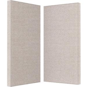 2 Thick Acoustic Panels with Hanging Hardware, 2 PCS 47.2 x 23.6 Fiberglass Sound Absorbing Panels for Home Theater Church Office Wall, Linen