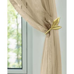 Gold Curtain Holdbacks 2 Pack, Metal Olive Leaf Curtain Tiebacks Wall Mounted, Curtain Holders for Wall, Curtain Pull Back Hooks, Decorative Curtain Side Hooks for Drapes and Curtains