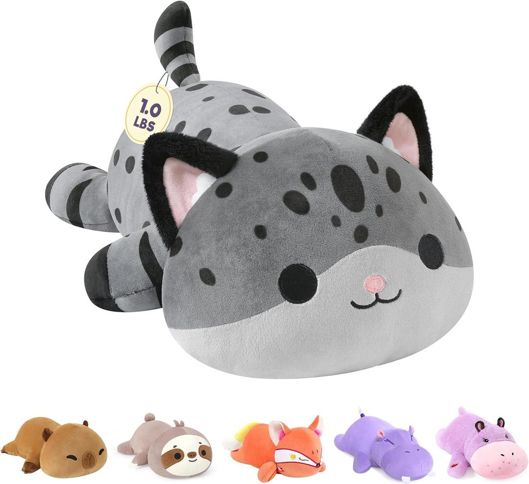 Onsoyours Original Weighted Panther Cat Plush, Cute Hugging Black Leopard Kitty Weighted Stuffed Animal, Soft Collectible Gift for Kids & Adults(9.8", 1.0 Lbs)