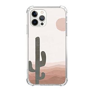 Yawheg Boho Desert Cactus Phone Case Compatible with iPhone 16 Pro Max, Abstract Landscape Sunset Cover for Teens Women Men, Slim Soft Flexible TPU Rubber Case