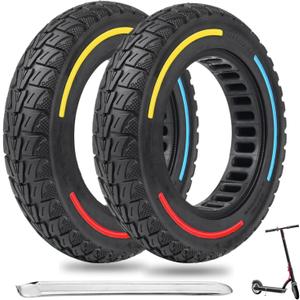 ELKATECH Solid Tire,10 inches Electric Scooter Wheels 10x2.125 Tubeless Tyre Front or Rear Replacement Solid Rubber Tires for Electric Scooter 2pc, Black