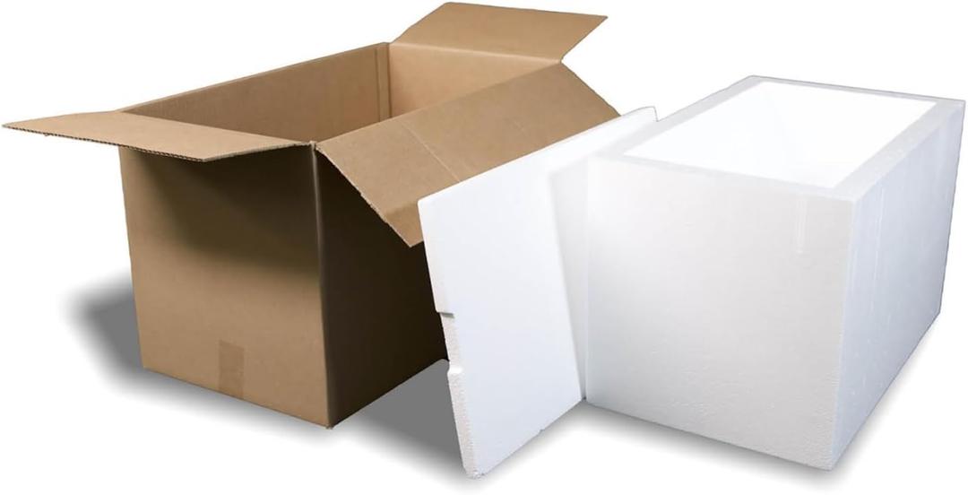 Robin II EPS Foam Ice Chest (Outside Dimensions: 24.5x14.5x15.75) with Shipping Box - 1 Pack. Protective, Thermal, Insulated, Biodegradable, Recyclable, Shipping/Storage, White, 208-001/002