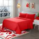 ARTALL Soft Microfiber Bed Sheet Set 4-Piece with Deep Pocket Bedding - King, Red