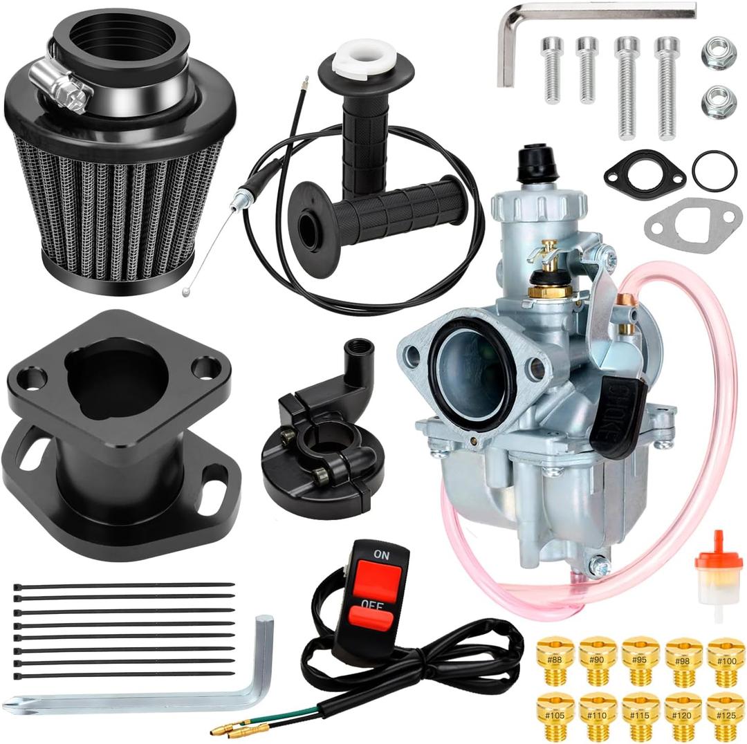 FVRITO Mini Bike 212cc Carburetor Throttle Cable Assembly Jets Kit for Predator 212 196cc 224cc Coleman CT200U BT200X CT200U-EX RB200 Baja Warrior MB200 Axis M200 KT196 Go Kart Performance Parts (Black)
