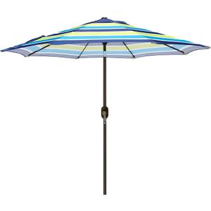 Blissun 9' Outdoor Patio Umbrella, Outdoor Table Umbrella, Yard Umbrella, Market Umbrella with 8 Sturdy Ribs, Push Button Tilt and Crank