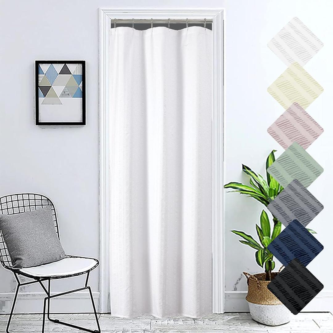 Aiyufeng Moga Stall Fabric Shower Curtain Waterproof, Soft & Lightweight Small Shower Curtain with Texture for Narrow Stall Size, Machine Washable, 36" Wx72 L, White