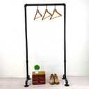 MBQQ Industrial Pipe Clothing Rack,29.9in Length Vintage Commercial Grade Pipe Clothes Racks,Rolling Rack for Hanging Clothes Retail Display,Heavy Duty Steampunk Iron Garment Racks,Black