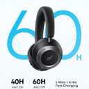 Soundcore Space One Pro, FlexiCurve Over-Ear Headphone, Adaptive Active Noise Cancelling Headphones Driven by 6 Mics, 60H Lossless Audio, Ultra-Fast Charging, Hi-Res Wireless, Comfortable Fit (Medium, Jet Black)