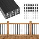 25 Pack 36" x3/4" Black Aluminum Deck Balusters  Square Spindles for Wood & Composite Decks, Railings, Stairs & Porches - Black