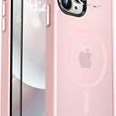 MOCCA Strong Magnetic for iPhone 12 Pro Max Case,[Compatible with Magsafe][Glass Screen Protector+Camera Lens Protector] Slim Thin Shockproof Cover Phone Case for iPhone 12 Pro Max 6.7",Pink
