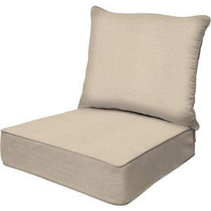 Honeycomb Outdoor Heritage Deep Seat, 24 x 23, Textured Solid Almond Chair Cushion for Patio Furniture