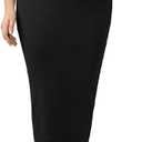 BEAUDRM Women's Plus Size Long Pencil Skirts Elastic High Waisted Bodycon Skirt Black 3X-Large Plus