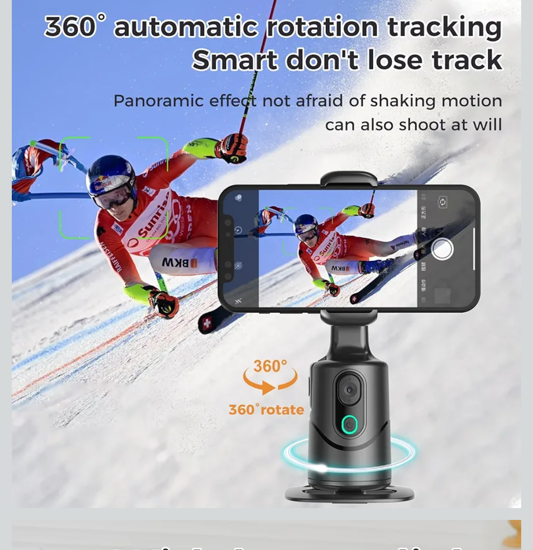 MQOUNY Auto Face Tracking Phone Holder, 360° Rotation Face Body Phone Tripod Smart Shooting Camera Mount with Rechargeable Remote and Light for Live Vlog Streaming Video, Rechargeable