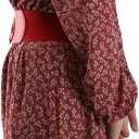 FASHIONGEN - Cowhide leather elastic belt for women, DARLENE (Red)