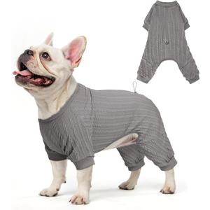 SCENEREAL Dog Sweaters Pajamas for Dogs, Soft Four-Legged Apparel Dog Sweater Pjs, Warm Puppy Clothes Winter Coats, Onesie Jammies Outfits for Doggie Cats, Grey M
