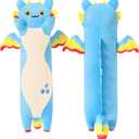 PEACH CAT Long Dragon Cat Plush Pillow Cute Dragon Cat Stuffed Animal for Boys and Girls Blue 19.6"