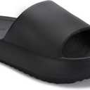 Joomra Arch Support Slides for Women and Men Recovery Sandals Plantar Fasciitis Slippers | Pain Relief Cushion Thick Sole (13.5-14.5 Women/11.5-12.5 Men, All Black With Arch Support)