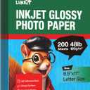 Uinkit Glossy Photo Paper 8.5 x 11 in Letter, 180 gsm 48 lb, Single-Sided, Instant Dry, Smudge-Resistant Inkjet Paper, Bright White, 200 Sheets for Home/Office Trial Use