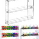 2Pack 3 Tier Display Rack, Clear Paint Rack Wall-Mount (No Drill), Acrylic Craft Paint Storage Organizer, Miniature Holder for 2oz Bottle, Nail Polish Organizer, Badges, Mini Figures (2)