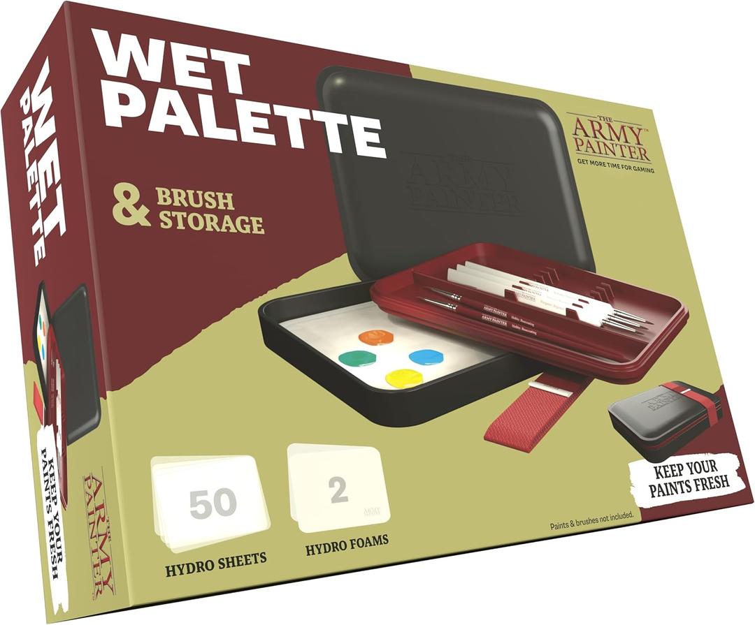 The Army Painter, Wet Palette, For Acrylic Paint, Incl. 50 Hydro Sheets, 2 Hydro Foams & Paint Brush Storage - For Miniature Painting, Dnd & Warhammer