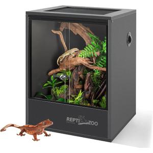 REPTI ZOO 30 Gallon PVC Tall Reptile Tank, 18x18x24 Reptile Terrarium for Frog Lizard Gecko Chameleon Snake, Tropical Rainforest Habitat Enclosure with Sliding Door & Top Screen Ventilation