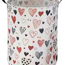 Sanjiaofen Large Kids Laundry Hamper,Heart Laundry Basket Collapsible Girls Storage Baskets for Baby Room Decor,Nursery Hamper,Toy Organizer,(Line Love) …