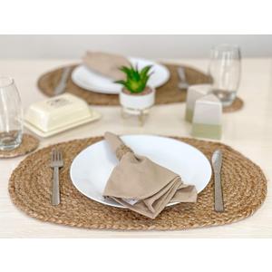 Chardin home Jute Braided Oval PLACEMAT (Set of 4) | Boho Table mats | Artisanally Woven Rustic Table Linen | Color - Natural Jute. (13''x19'')