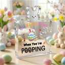 2 x HTBIG Funny Easter Decorations Bathroom Humor Sign "He Sees You When You're Pooping" Bunny Egg Acrylic Ornament, Funny Spring Holiday Home Decor Gifts
