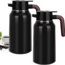 68oz Thermal Coffee Carafe, Stainless Steel Carafes for Hot Liquids 24 Hours, Insulated Coffee Carafes For Keeping Hot Coffee, Hot Water, Tea, Hot Beverage (2 Pack Black)