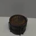 SAMHITA Mango Wood Coasters for Drinks with Iron Holder Stand Set of 5 for Drinking Glasses, Tabletop Protection for Any Table Type